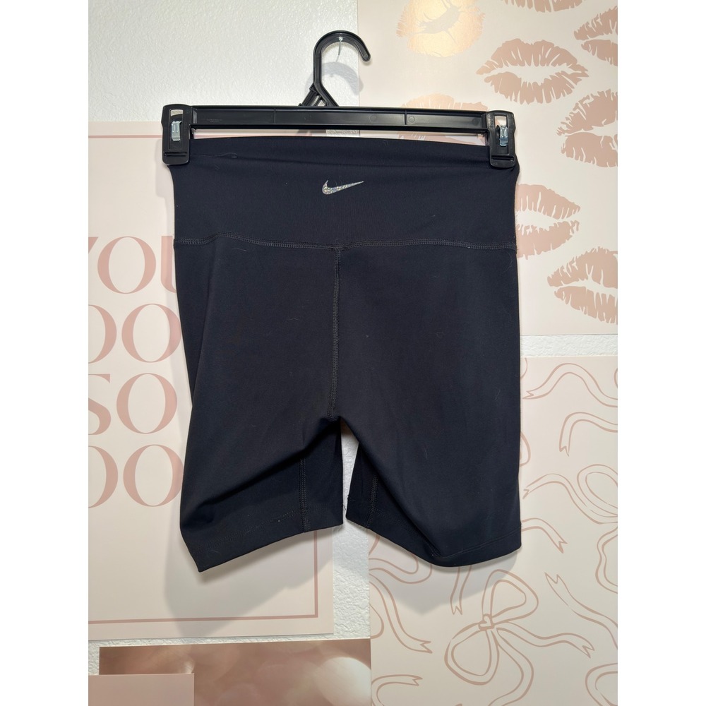 Nike Yoga Dri-FIT High Waisted Biker Shorts Black Iridescent Swoosh Medium